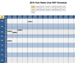 2016 York Radio Club W9Y Schedule